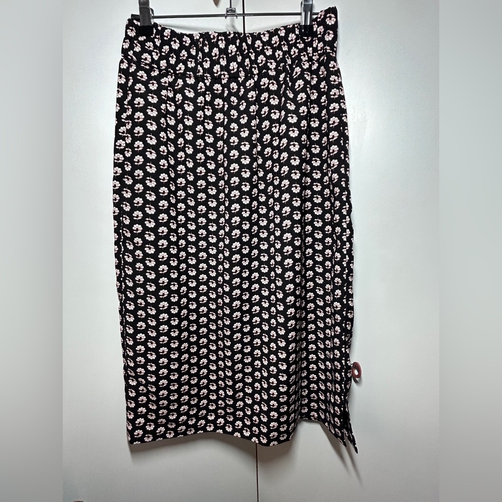 J. Crew Black and White Patterned Midi Skirt